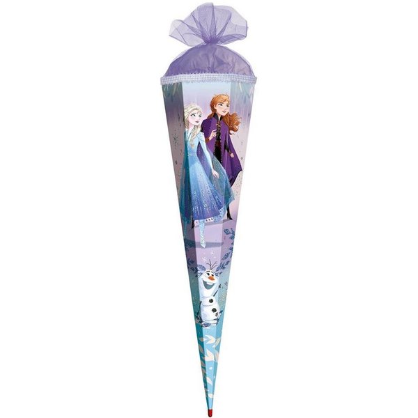Roth Schultüte Disney Frozen, 85 cm mit Glitter, eckig, Tüllverschluss, Roth-Spitze, Glitzerborte