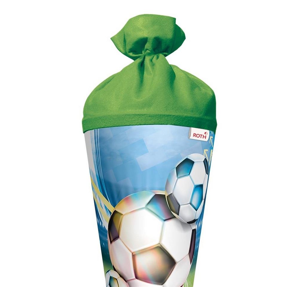 Roth Schultüte Fußball, 70 cm, rund, mit grünem Filzverschluss, Zuckertüte für Schulanfang – Bild 2 von 5
