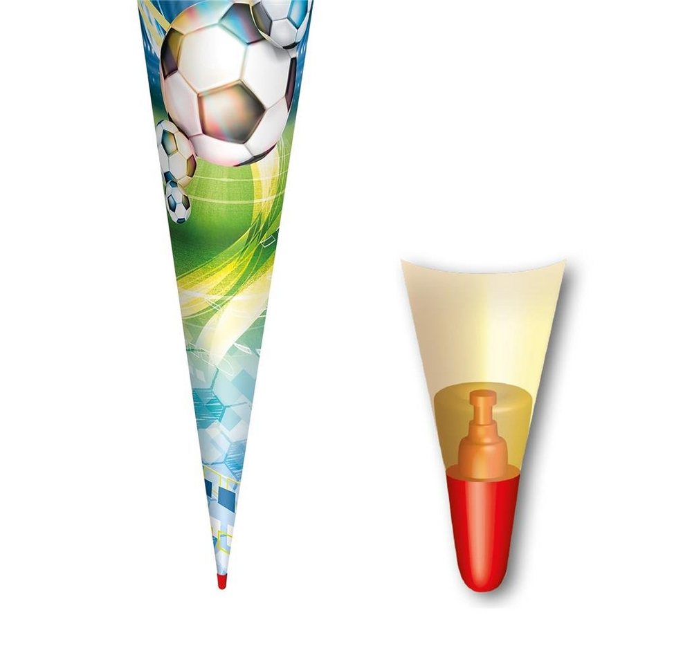 Roth Schultüte Fußball, 70 cm, rund, mit grünem Filzverschluss, Zuckertüte für Schulanfang – Bild 5 von 5