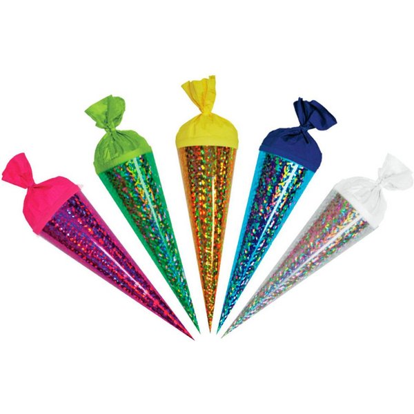 Roth Schultüte Geschenktüte 22cm, rund 5er Set Schultüte Zuckertüte Krepp-Verschluss