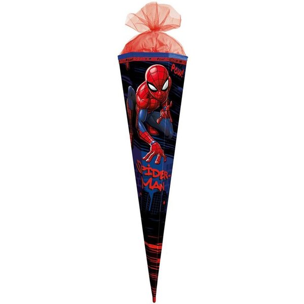 Roth Schultüte Marvel Spiderman, 85cm, eckig, mit Rot(h)-Spitze, rotem Tüll und Spezialborte