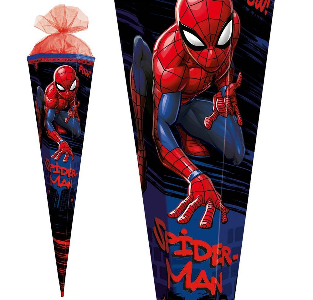 Roth Schultüte Marvel Spiderman, 85cm, eckig, mit Rot(h)-Spitze, rotem Tüll und Spezialborte – Bild 3 von 5