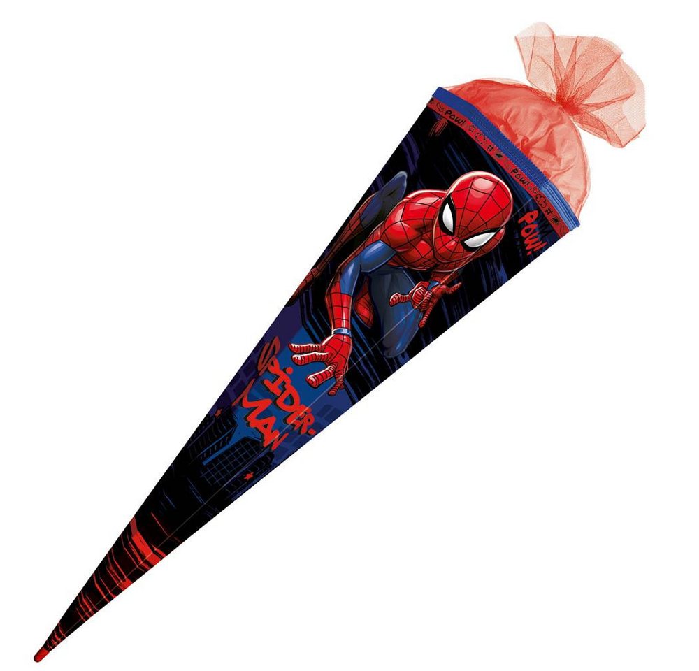 Roth Schultüte Marvel Spiderman, 85cm, eckig, mit Rot(h)-Spitze, rotem Tüll und Spezialborte – Bild 4 von 5