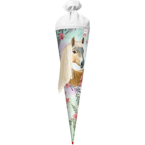 Roth Schultüte Pferd Bella, 70 cm mit Wollmähne, rund, Filzverschluss, Roth-Spitze