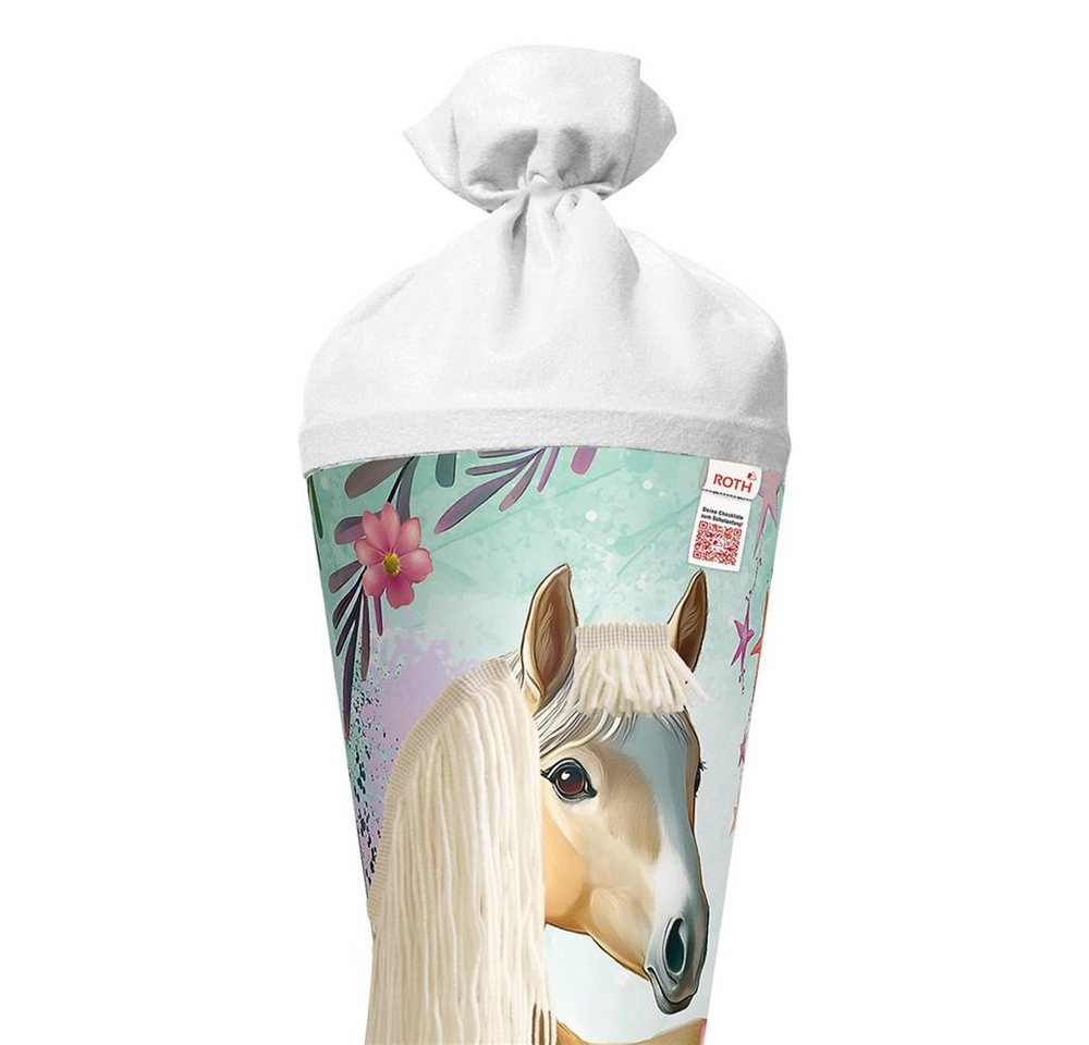 Roth Schultüte Pferd Bella, 70 cm mit Wollmähne, rund, Filzverschluss, Roth-Spitze – Bild 2 von 5