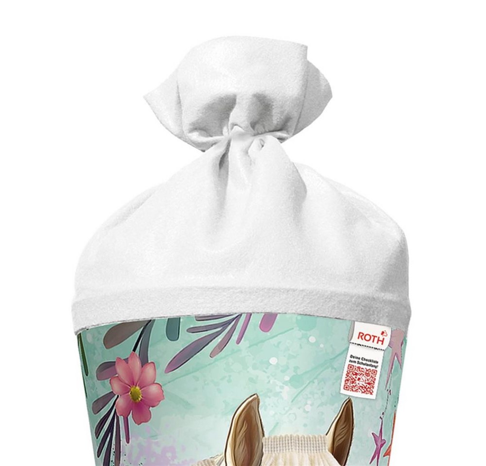 Roth Schultüte Pferd Bella, 70 cm mit Wollmähne, rund, Filzverschluss, Roth-Spitze – Bild 5 von 5