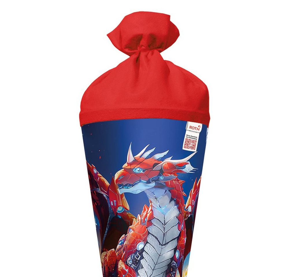 Roth Schultüte Robo Drache, 70 cm mit Glanzfolie, rund, Filzverschluss, Roth-Spitze – Bild 3 von 5