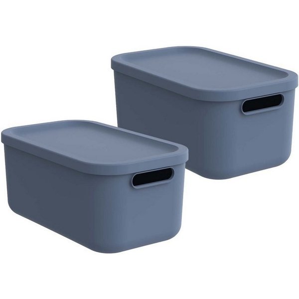 ROTHO Aufbewahrungsbox Albula Light 2er-Set Kiste 12l mit Deckel (Aufbewahrungsboxenset, 2er-Set)