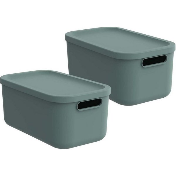 ROTHO Aufbewahrungsbox Albula Light 2er-Set Kiste 12l mit Deckel (Aufbewahrungsboxenset, 2er-Set)