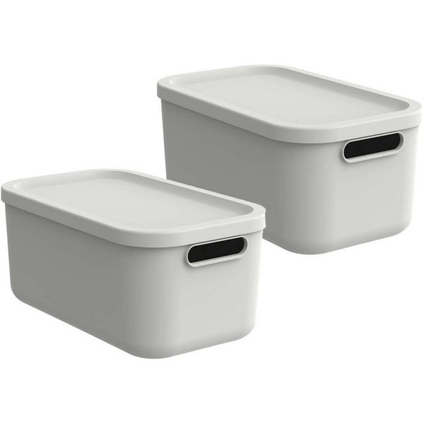 ROTHO Aufbewahrungsbox Albula Light 2er-Set Kiste 12l mit Deckel (Aufbewahrungsboxenset, 2er-Set)