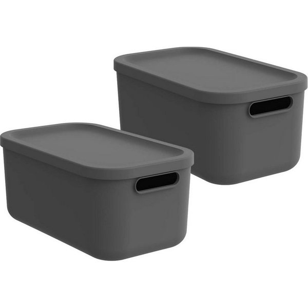 ROTHO Aufbewahrungsbox Albula Light 2er-Set Kiste 12l mit Deckel (Aufbewahrungsboxenset, 2er-Set)