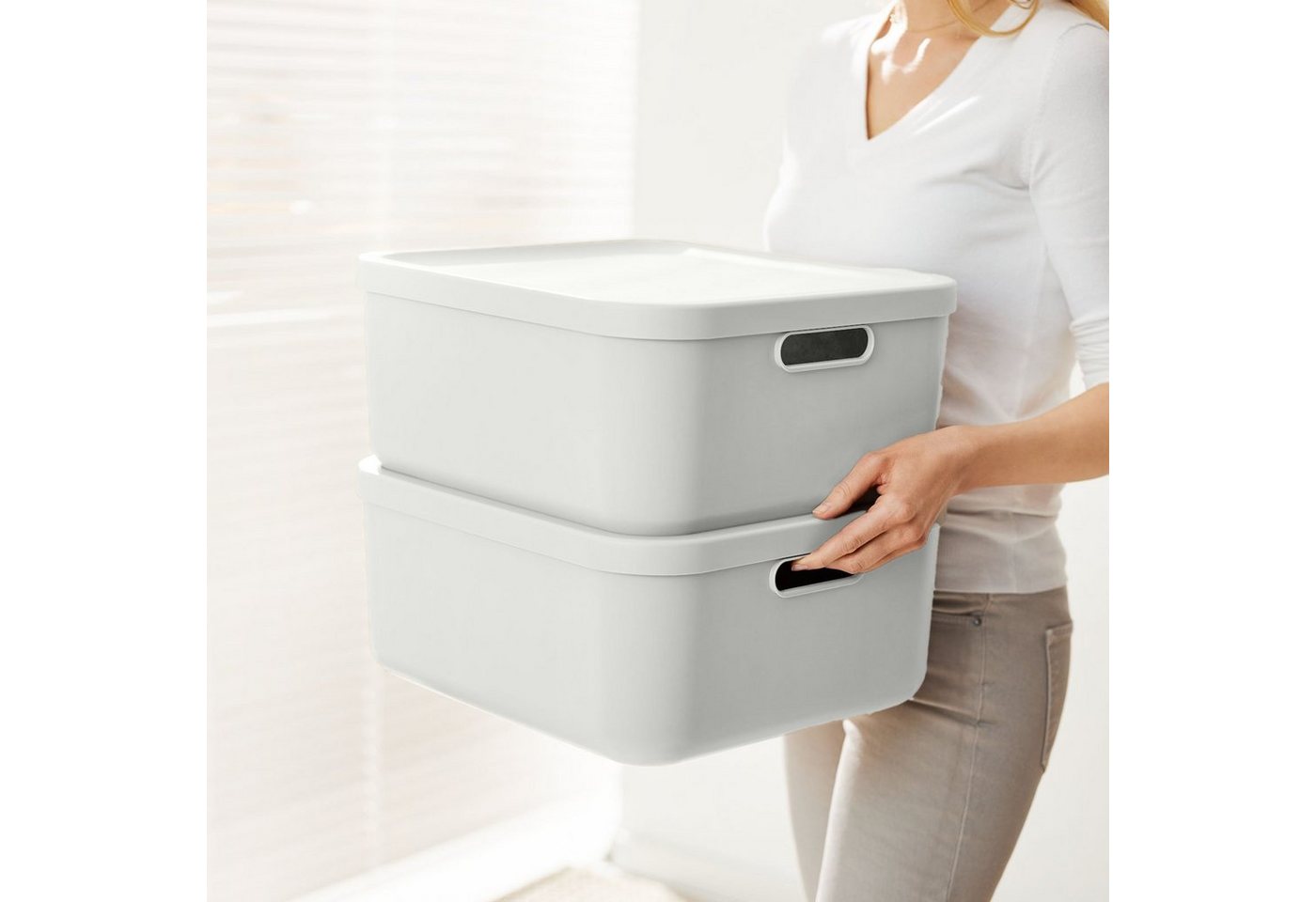ROTHO Aufbewahrungsbox Albula Light 2er-Set Aufbewahrungskiste 20l (Aufbewahrungsboxenset, 2er-Set) – Bild 2 von 5