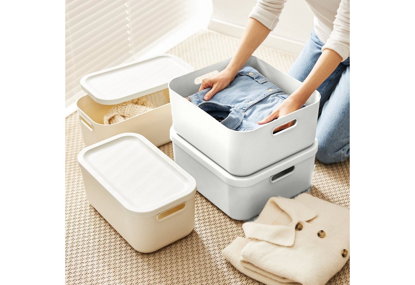 ROTHO Aufbewahrungsbox Albula Light 2er-Set Aufbewahrungskiste 20l (Aufbewahrungsboxenset, 2er-Set) – Bild 3 von 5