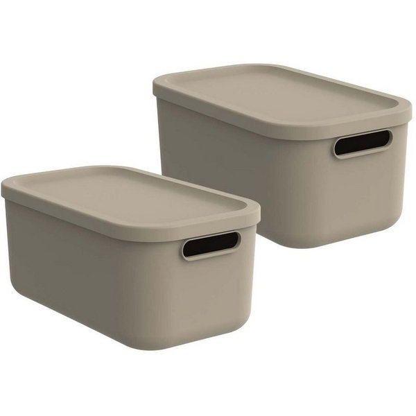 ROTHO Aufbewahrungsbox Albula Light Kiste 12l mit Deckel (Aufbewahrungsboxenset, 2er-Set)