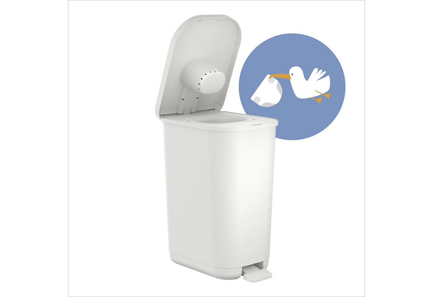 Rotho Babydesign Windeleimer, geruchsdicht, wandelbar zum klassischen Mülleimer – Bild 2 von 5