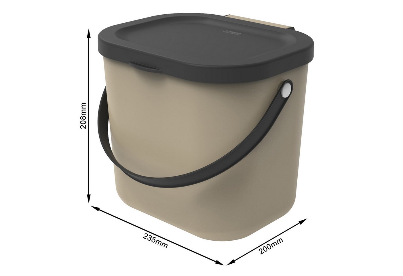 ROTHO Biomülleimer Albula 2er-Set Komposteimer 6l – kompakte Müllbehälter ideal für Küche, Stapelbar, mit Griff & Deckel – 6 l Recycling-Set für jeden Raum – Bild 4 von 5