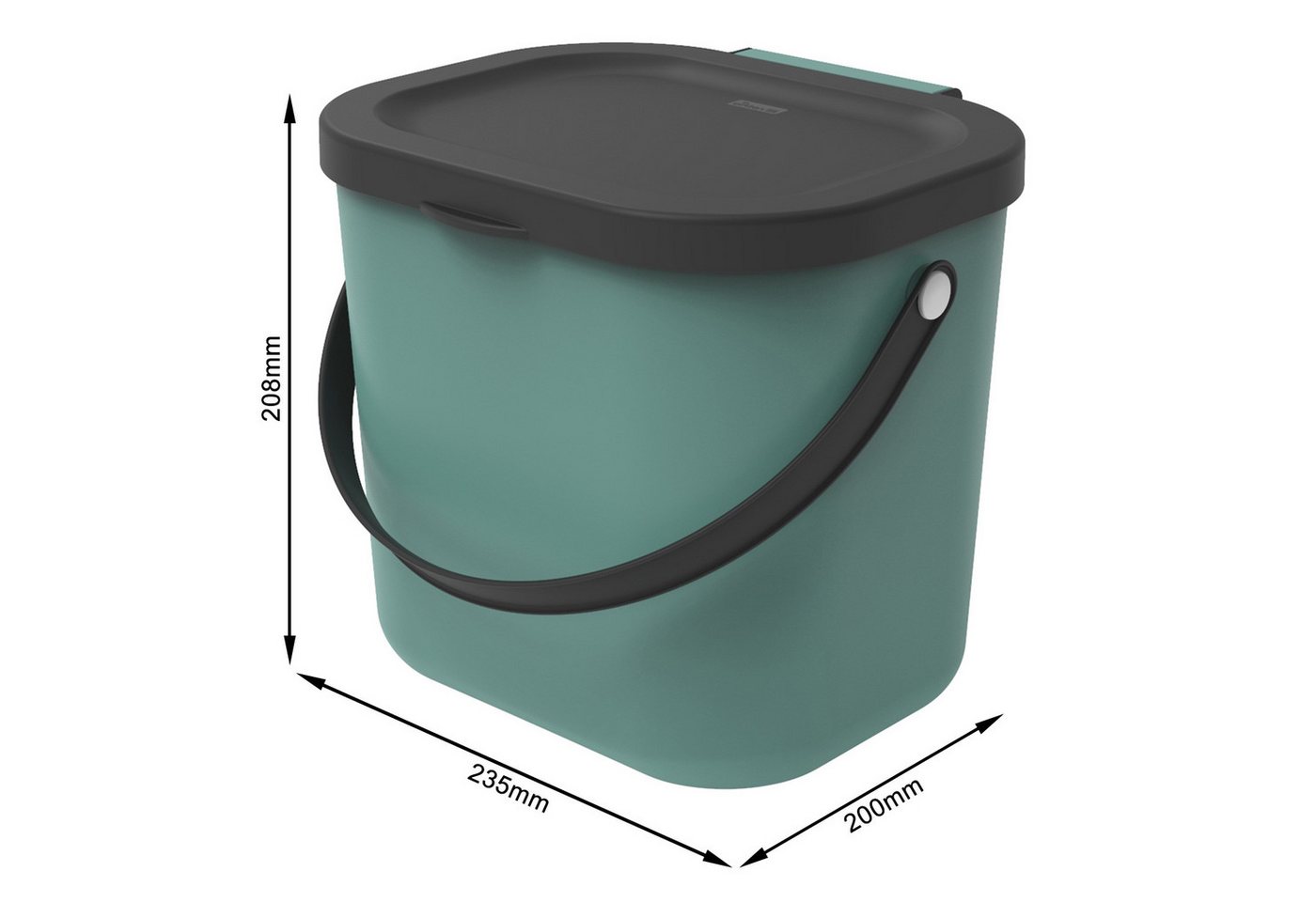 ROTHO Biomülleimer Albula 2er-Set Komposteimer 6l – kompakte Müllbehälter ideal für Küche, Stapelbar, mit Griff & Deckel – 6 l Recycling-Set für jeden Raum – Bild 4 von 5
