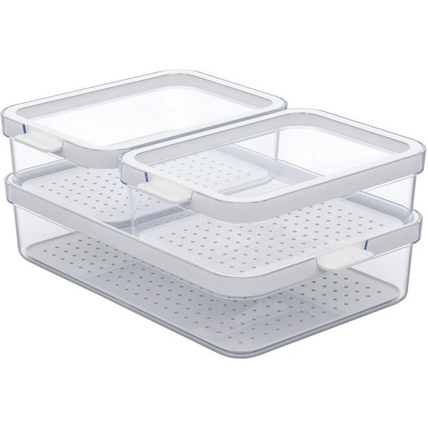 ROTHO Frischhaltedose CAUMA, 3-teilig, Set, Transparent, Weiß, Kunststoff, (1-tlg)