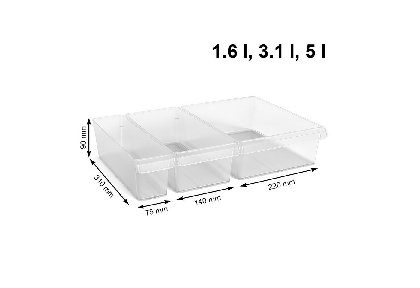 ROTHO Küchenorganizer-Set Loft 3er-Set Kühlschranksortierer, (Küschrankschubladenset, Set 3tlg) – Bild 3 von 5