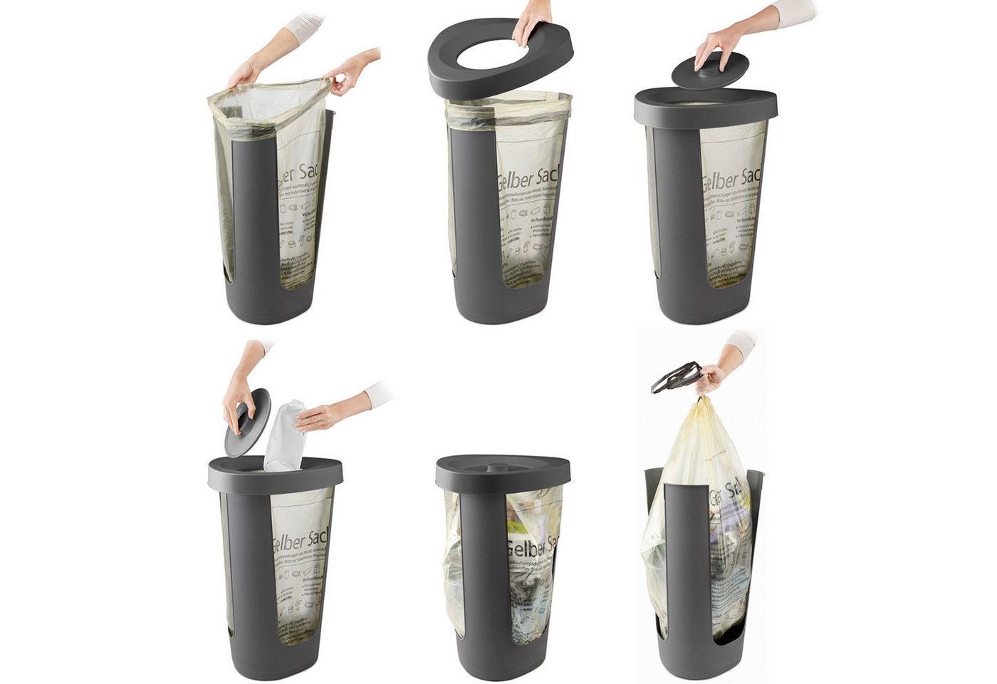 ROTHO Mülleimer Fabu Müllsackständer gelber Sack mit Deckel, recyceltem Kunststoff – Bild 5 von 5