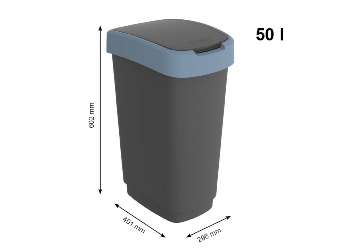 ROTHO Mülleimer Twist 3er-Set Mülleimer 50l mit Deckel, Kunststoff (PP) BPA-frei – Bild 2 von 5