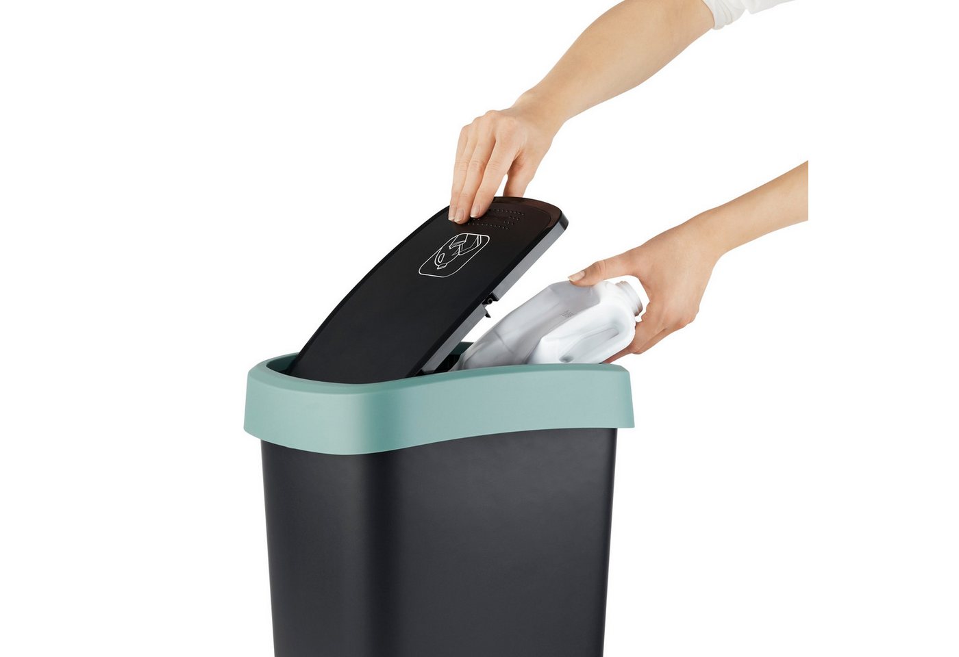 ROTHO Mülleimer Twist 3er-Set Mülleimer 50l mit Deckel, Kunststoff (PP) BPA-frei – Bild 4 von 5