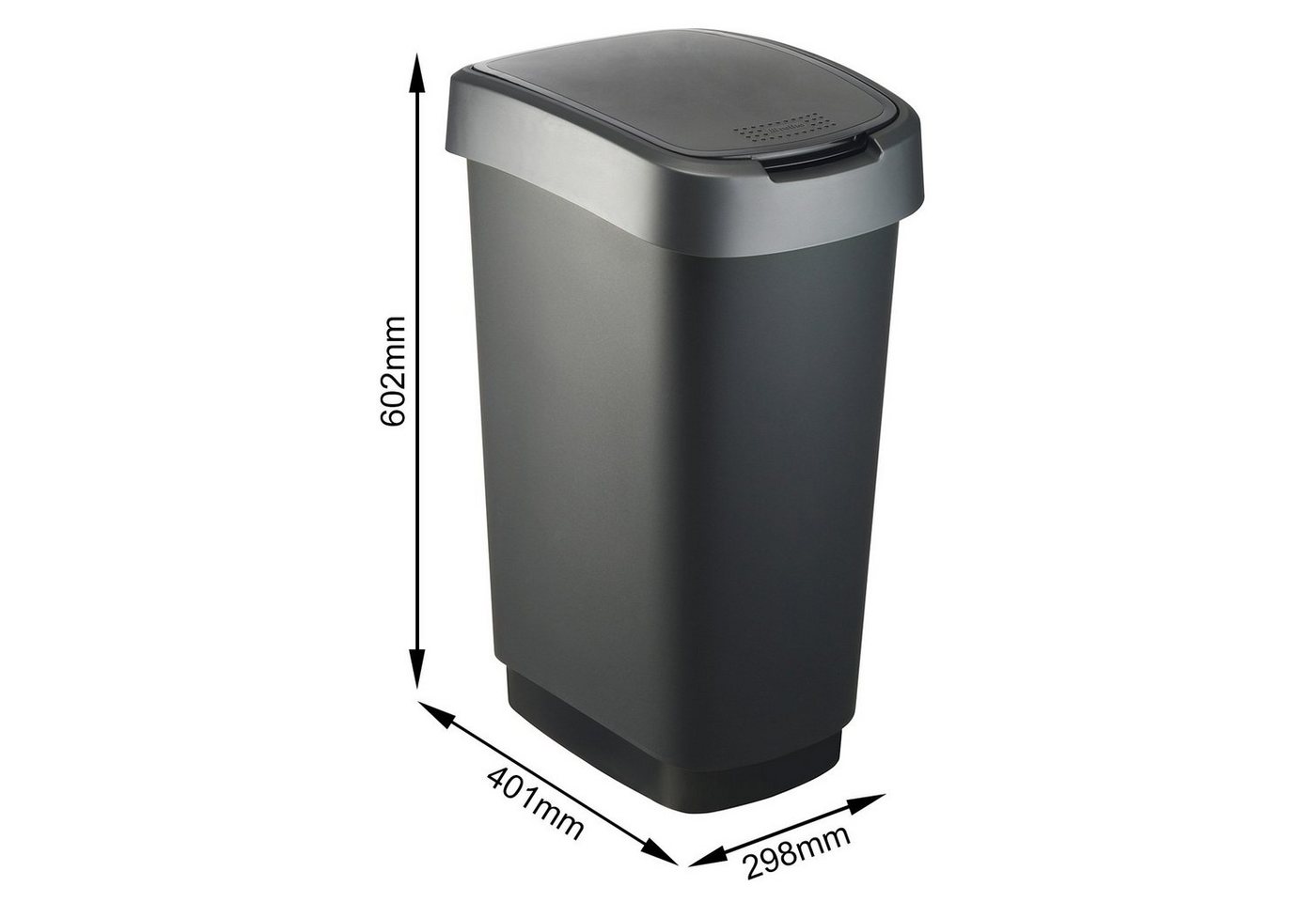 ROTHO Mülleimer Twist 3er-Set Mülleimer 50l mit Deckel, Kunststoff (PP) BPA-frei – Bild 2 von 5