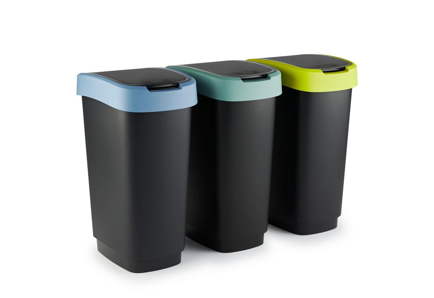 ROTHO Mülleimer Twist 3er-Set Mülleimer 50l mit Deckel, Kunststoff (PP) BPA-frei – Bild 5 von 5
