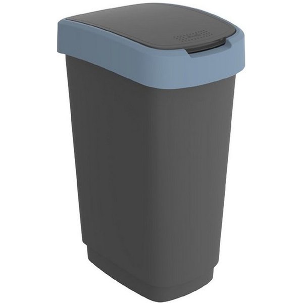 ROTHO Mülleimer TWIST Abfalleimer 50l - 2-in-1 Deckel - ideal zur Mülltrennung zuhause, Sticker-Set für Mülltrennung