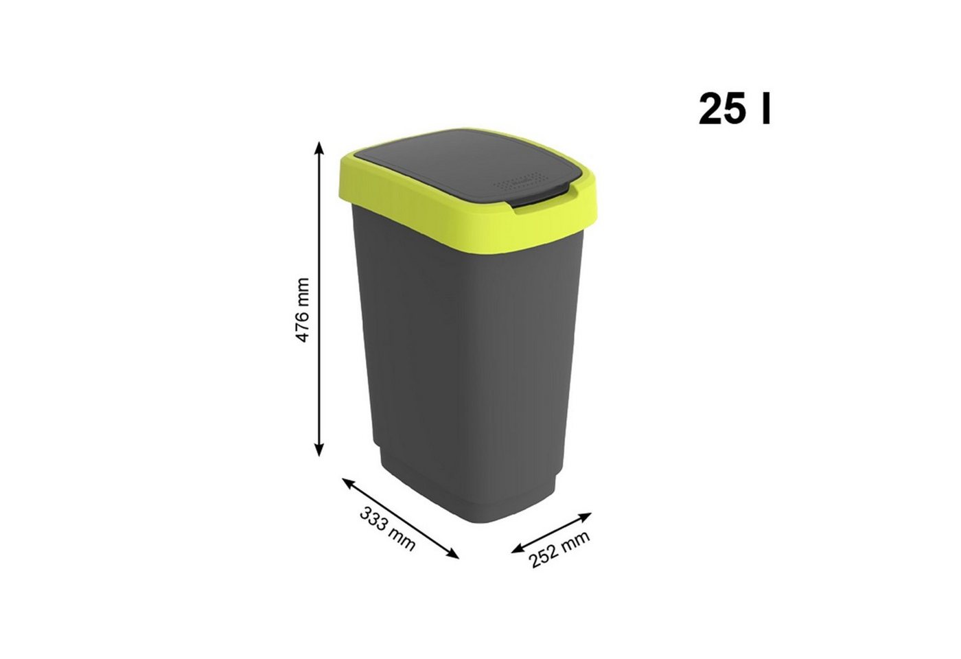 ROTHO Mülleimer Twist Mülleimer mit Deckel 25l, Kunststoff (PP) – Bild 4 von 5