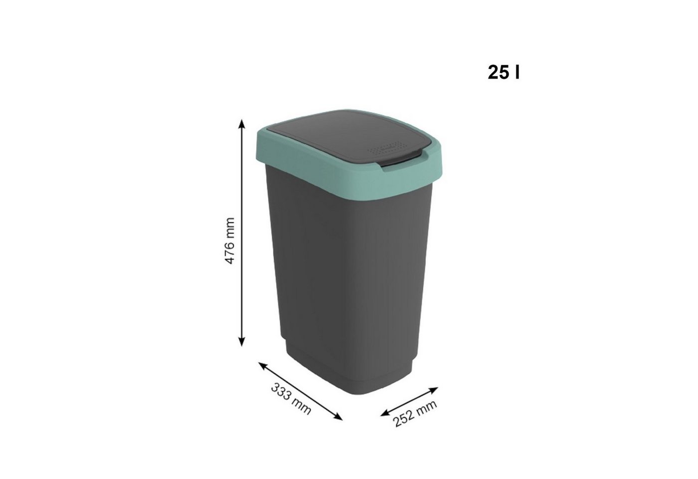 ROTHO Mülleimer Twist Mülleimer mit Deckel 25l, Kunststoff (PP) – Bild 5 von 5