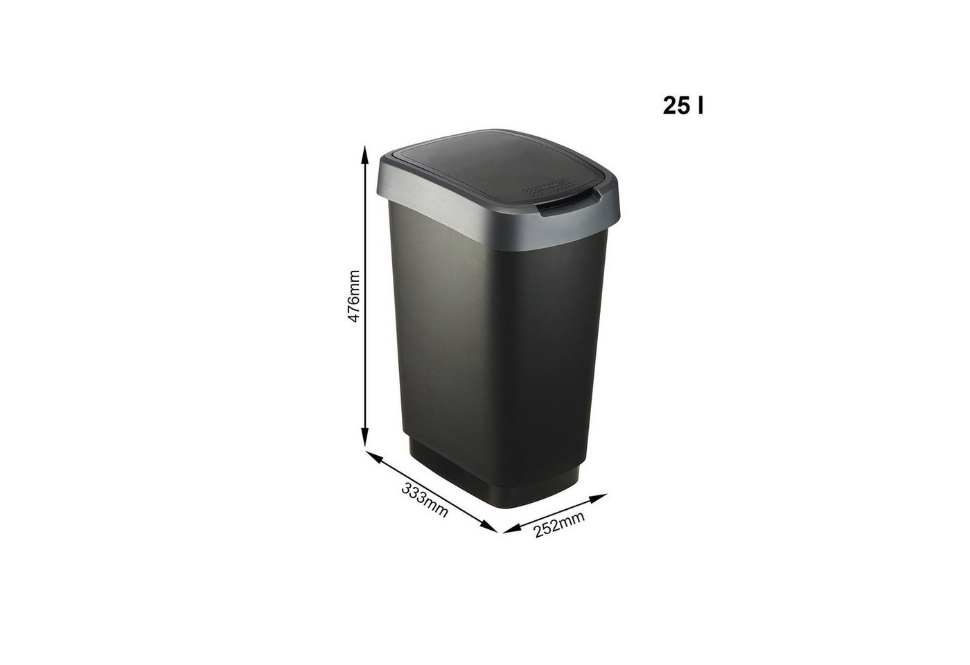 ROTHO Mülleimer Twist Mülleimer mit Deckel 25l, Kunststoff (PP) – Bild 5 von 5
