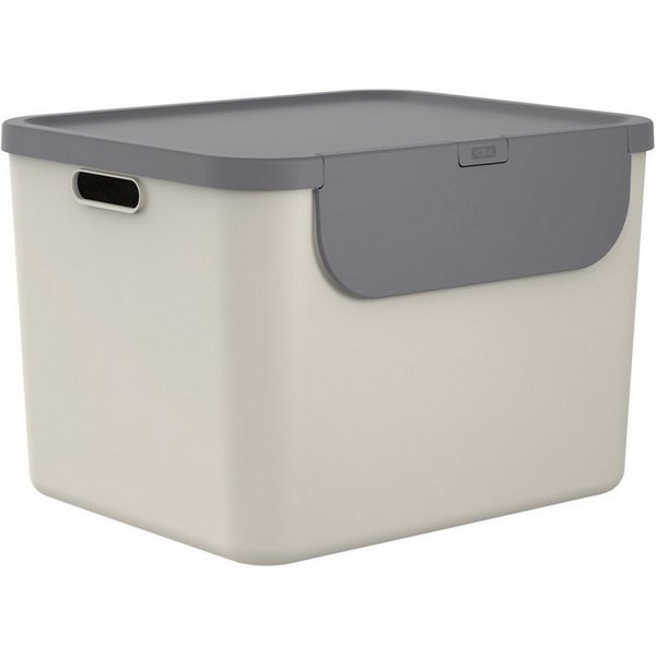 ROTHO Mülltrennsystem Albula Mülleimer 55l mit Frontklappe für die Küche – Recycling System, Behälter ideal für Mülltrennung & Recycling