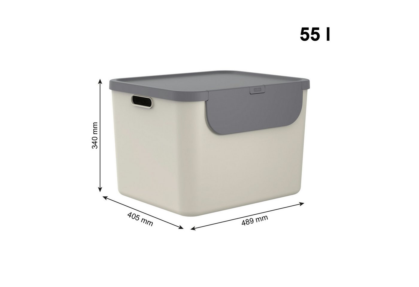 ROTHO Mülltrennsystem Albula Mülleimer 55l mit Frontklappe für die Küche – Recycling System, Behälter ideal für Mülltrennung & Recycling – Bild 4 von 5