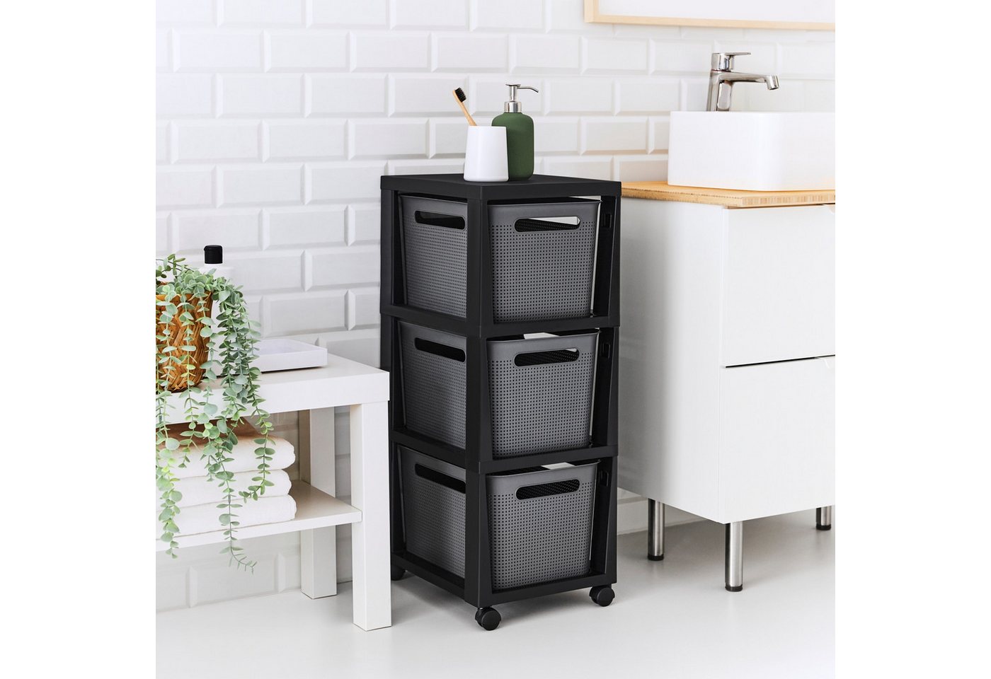 ROTHO Rollcontainer BRISEN Rollcontainer 3 x 16 l, (3 St) – Bild 3 von 3