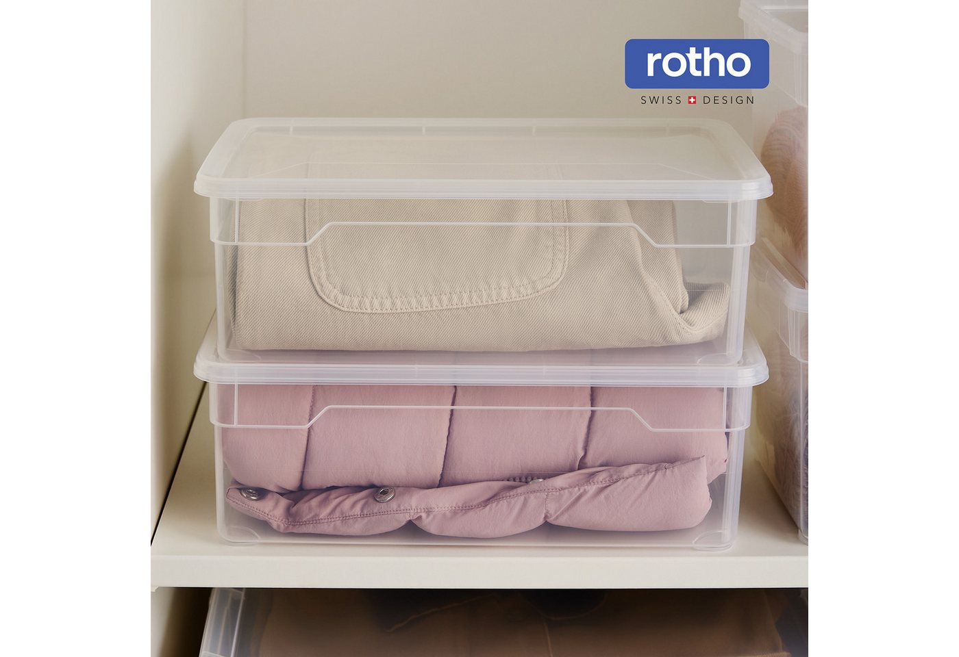 ROTHO Stapelbox 5L Kiste mit Deckel, modular für Schrank & Regal (12er-Set, 12 St., Stapelboxset), Platzsparend stapelbar, Inhalt sofort sichtbar – Bild 3 von 5