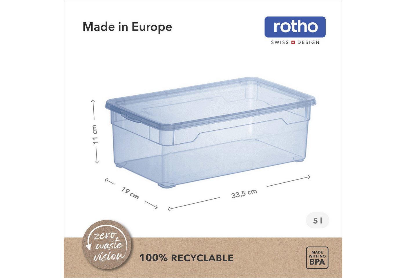 ROTHO Stapelbox 5L Kiste mit Deckel, modular für Schrank & Regal (12er-Set, 12 St., Stapelboxset), Platzsparend stapelbar, Inhalt sofort sichtbar – Bild 4 von 5