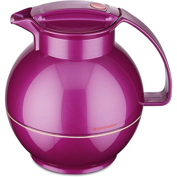 ROTPUNKT Isolierkanne 1,0 Liter I Glaseinsatz I hochwertig I Kugelkanne I große Öffnung, 1 l, (360) Kaffeekanne I Teekanne, shiny grape), Glaskolben aus doppelw