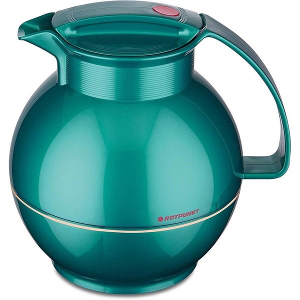 ROTPUNKT Isolierkanne 1,0 Liter I Glaseinsatz I hochwertig I Kugelkanne I große Öffnung, 1 l, (360) Kaffeekanne I Teekanne), Glaskolben aus doppelwandigem Rosal