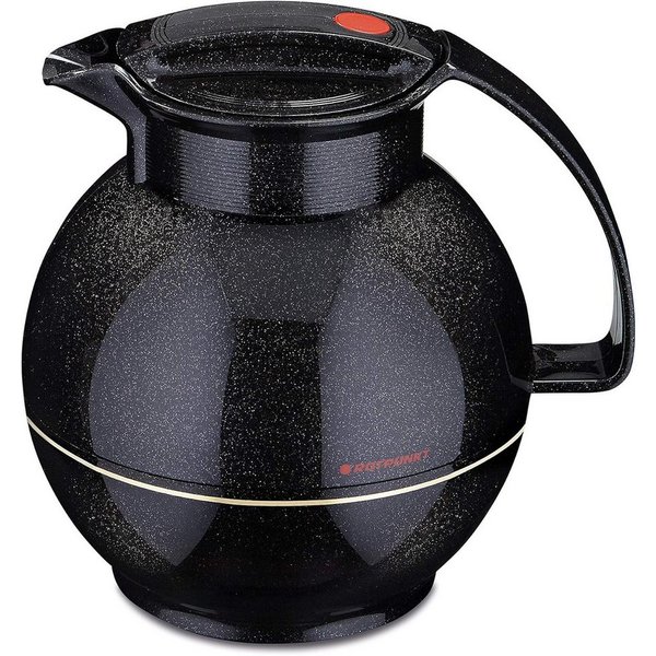 ROTPUNKT Isolierkanne 1,0 Liter I Glaseinsatz I hochwertig I Kugelkanne I große Öffnung, 1 l, (360) Kaffeekanne I Teekanne), Glaskolben aus doppelwandigem Rosal