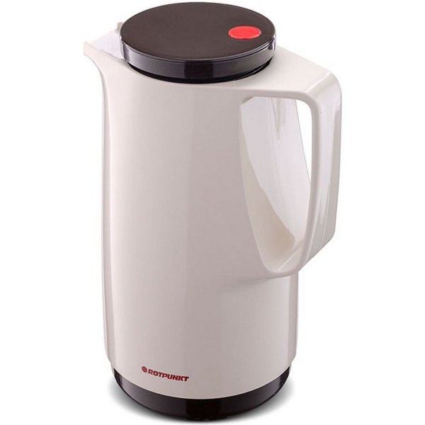 ROTPUNKT Isolierkanne 1,0 Liter Glaseinsatz I hochwertig I langlebig Ivoller Geschmack 760, 1 l, (Latte Macchiato), Glaskolben aus doppelwandigem Rosalin-Glas