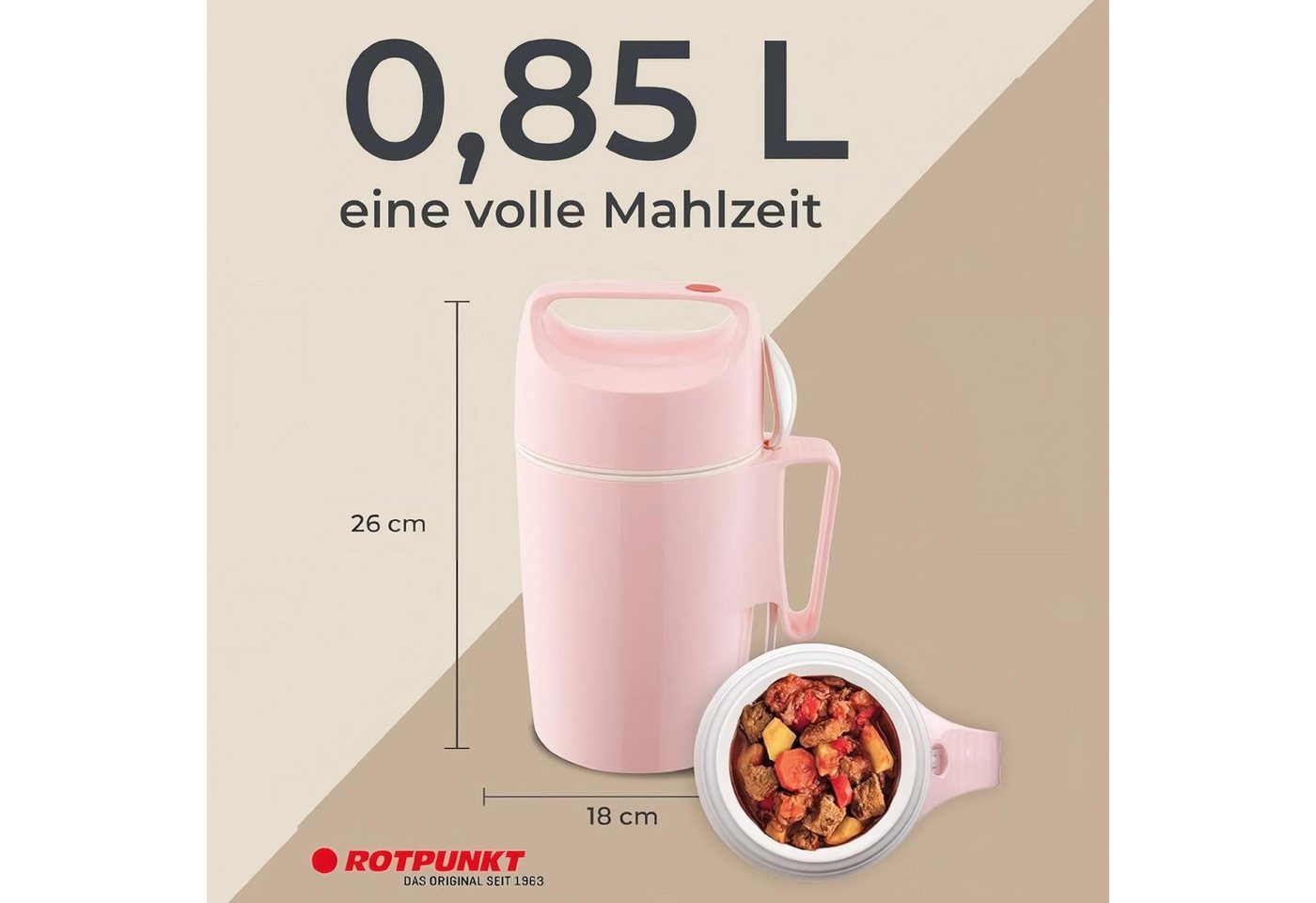 ROTPUNKT Isolierkanne DIRK 850, Thermobehälter Glaseinsatz, 0.85 l, isolierend, BPA-frei, phthalatfrei, inklusive Löffel – Bild 3 von 5