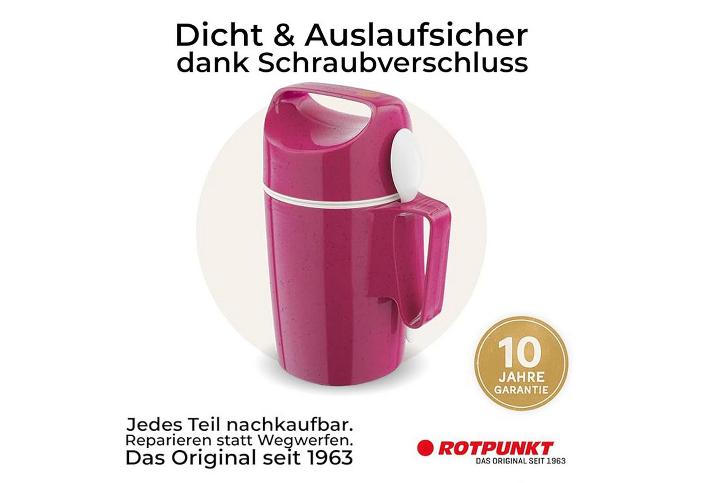 ROTPUNKT Isolierkanne DIRK 850, Thermobehälter Glaseinsatz, 0.85 l, isolierend, BPA-frei, phthalatfrei, inklusive Löffel – Bild 3 von 5