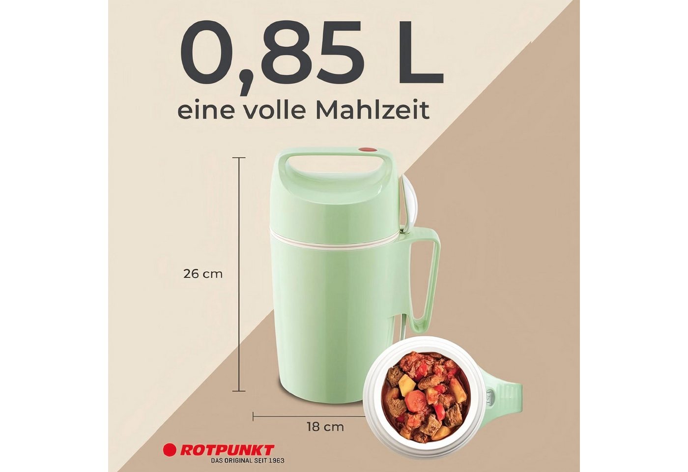 ROTPUNKT Isolierkanne DIRK 850, Thermobehälter Glaseinsatz, 0.85 l, isolierend, BPA-frei, phthalatfrei, inklusive Löffel – Bild 3 von 5