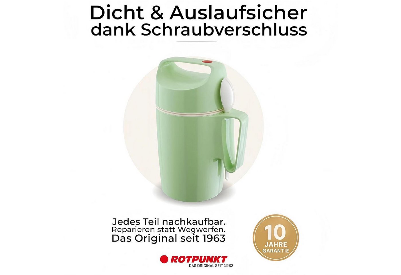 ROTPUNKT Isolierkanne DIRK 850, Thermobehälter Glaseinsatz, 0.85 l, isolierend, BPA-frei, phthalatfrei, inklusive Löffel – Bild 4 von 5