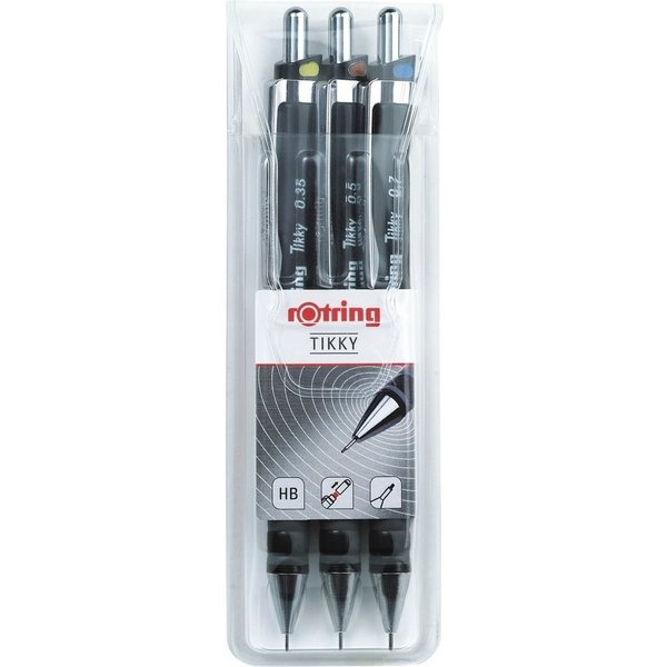 ROTRING Bleistift Feinminenstift Tikky 3er-Set 0,35,0,50, 0,70 schwarz