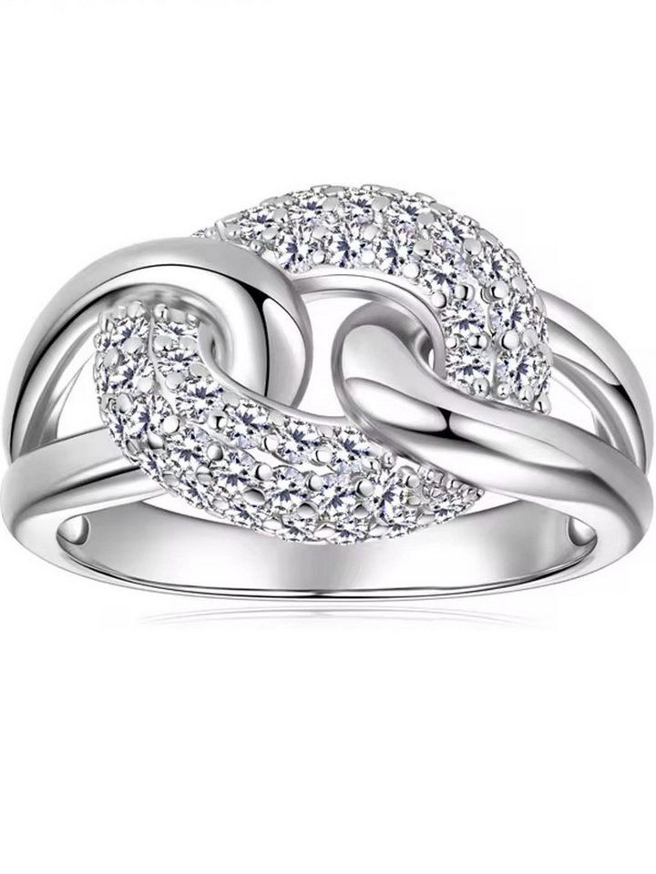 ROUGEMONT Fingerring Damen Statement Ring Gold funkelnder Zirkonia Besatz -Hypoallergen, Everyday Luxury Ring – Bild 3 von 4
