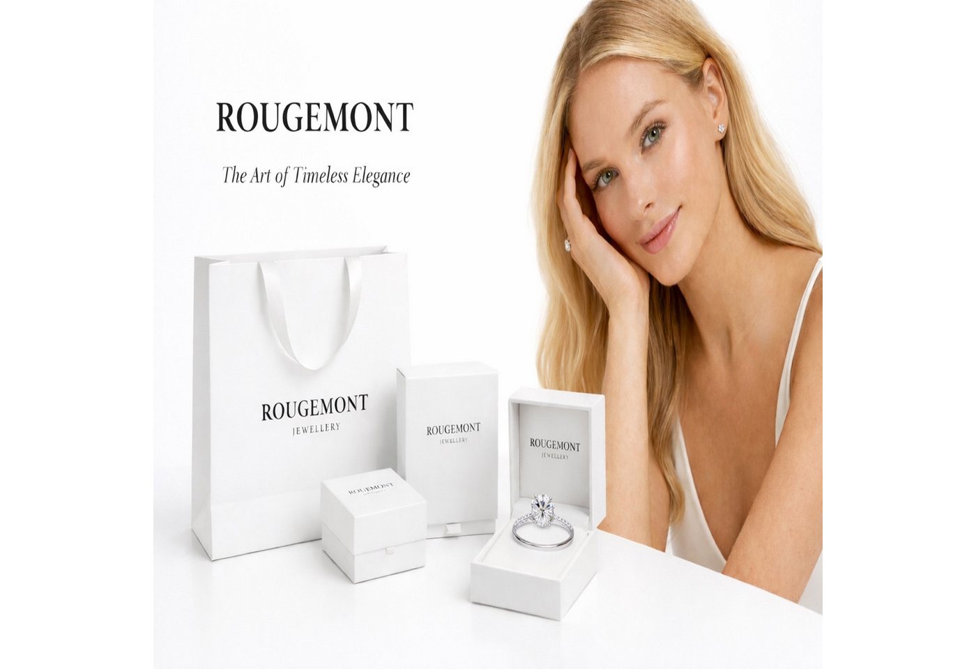 ROUGEMONT Fingerring Funkelnde Damen Statement Ring mit funkelndem Zirkonia Besatz, Intensiver Glanz mit Wow-Effekt – Bild 5 von 5