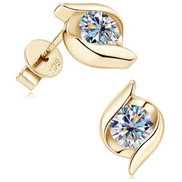 ROUGEMONT Paar Ohrstecker Funkelnde Moissanit Damen Ohrstecker 18K Gold mit Echtheitszertifikat, Echtschmuck