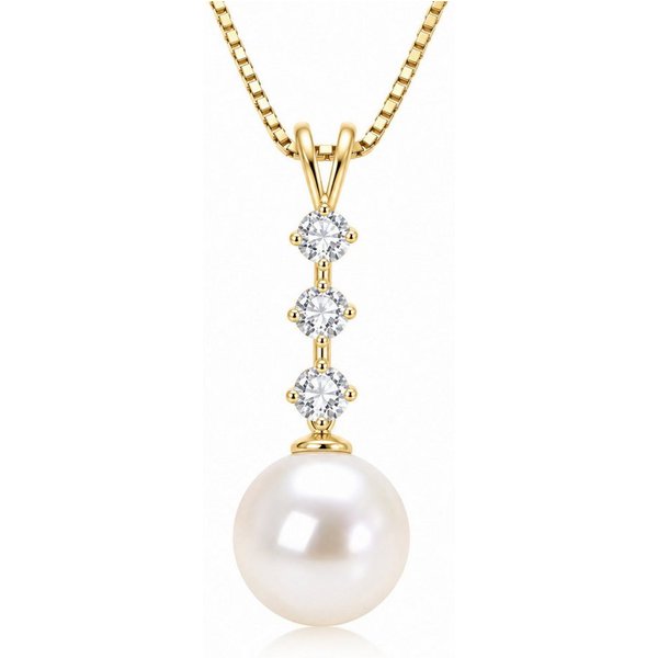 ROUGEMONT Perlenkette Funkelnde Moissanit Damen Perlenkette 1,0ct 925 Sterling Silber, Echtschmuck mit Echtheitszertifikat
